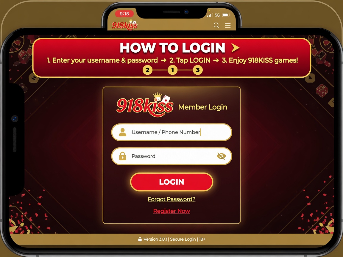 Panduan login 918Kiss dalam aplikasi mobile